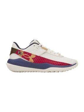 Under Armour Boys Harper 10 Turf Jr. USA Baseball Shoes - White/Navy, Size 3Y